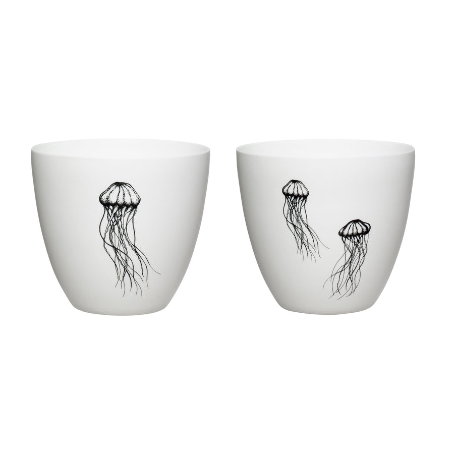 Elegant Tealight Holder White/Black (set of 2)