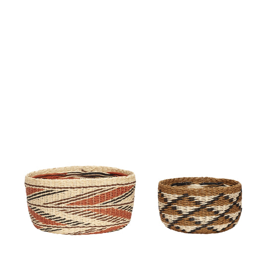 Evoke Baskets Wide Natural/Multicolour (set of 2)