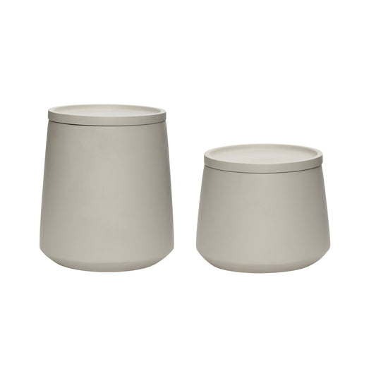Concrete Storage Jars Grey (set of 2)
