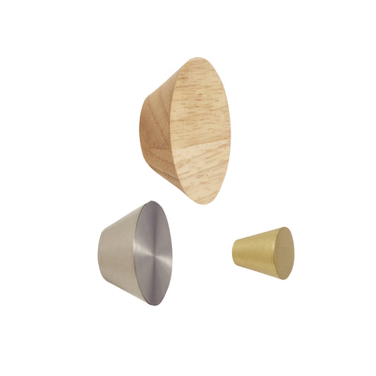 Cone Hooks Brass/Nickel/Natural (set of 3)